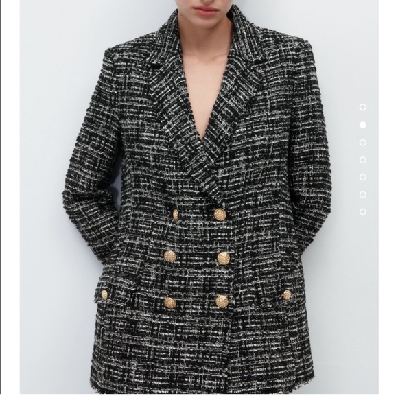 ZARA Double Breasted Textured Weave Coat - Picture 6 of 11